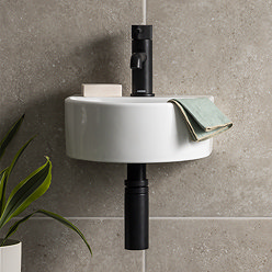 Arezzo Gloss White Round Wall Hung Cloakroom Basin 1TH (303 x 255mm)