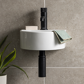 Arezzo Gloss White Round Wall Hung Cloakroom Basin 1TH (303 x 255mm)