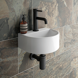 Arezzo Gloss White Round Wall Hung Cloakroom Basin 1TH (303 x 255mm)