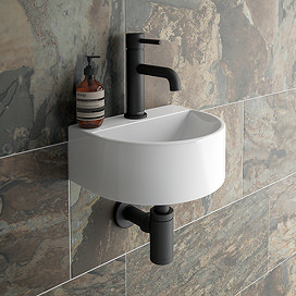 Arezzo Gloss White Round Wall Hung Cloakroom Basin 1TH (303 x 255mm)