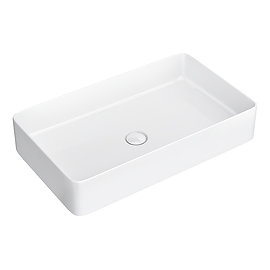 Arezzo Gloss White Slim Rectangular Counter Top Basin (605 x 355mm) Large Image