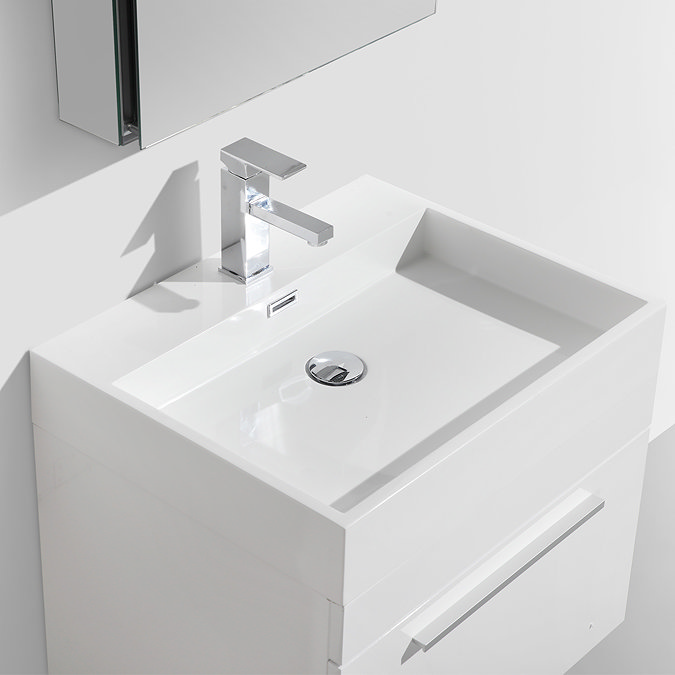 Arezzo Gloss White Square Stone Resin Counter Top Basin 1TH (600 x 480mm)