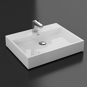 Arezzo Gloss White Square Stone Resin Counter Top Basin 1TH (600 x 480mm)