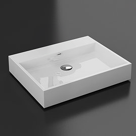 Arezzo Gloss White Square Stone Resin Counter Top Basin (600 x 480mm)