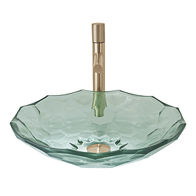 Arezzo Green Tinted Glass Round Countertop Basin - 450mm Diameter