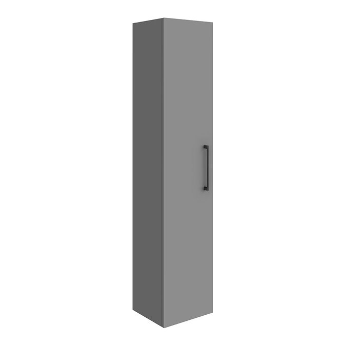 Arezzo Grey Floor Standing Vanity Unit, Tall Cabinet + Toilet Pack with Black Handles Newest Large