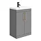 Arezzo Grey Floor Standing Vanity Unit, Tall Cabinet + Toilet Pack with Brass Handles  Profile Large