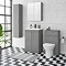 Arezzo Grey Floor Standing Vanity Unit, Tall Cabinet + Toilet Pack with Brass Handles Large Image