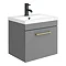 Arezzo Grey Wall Hung Sink Vanity Unit + Toilet Package with Brass Handle  Profile Large Image