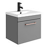 Arezzo Grey Wall Hung Sink Vanity Unit + Toilet Package with Rose Gold Handle  Profile Large Image