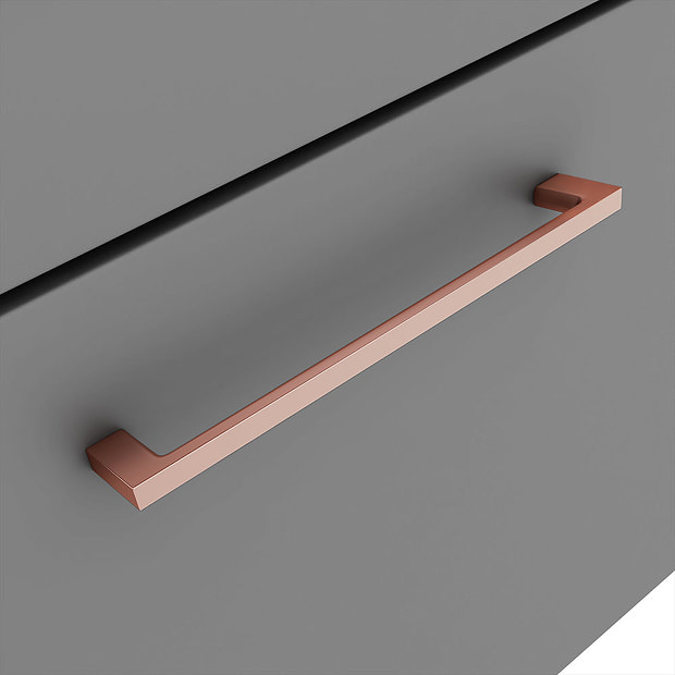 Arezzo Grey Wall Hung Sink Vanity Unit + Toilet Package with Rose Gold Handle Victorian