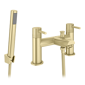 Arezzo Groove Bath Shower Mixer Tap with Shower Kit Brushed Brass