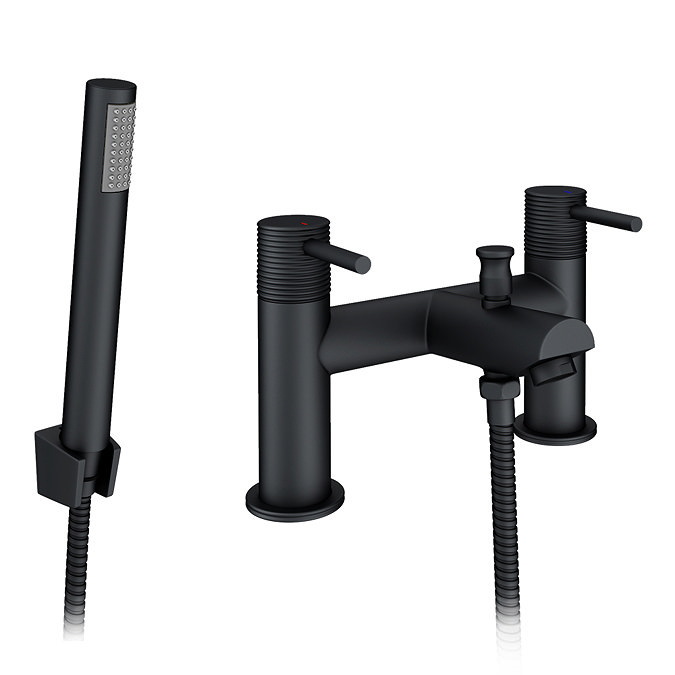 Arezzo Groove Bath Shower Mixer Tap with Shower Kit Matt Black