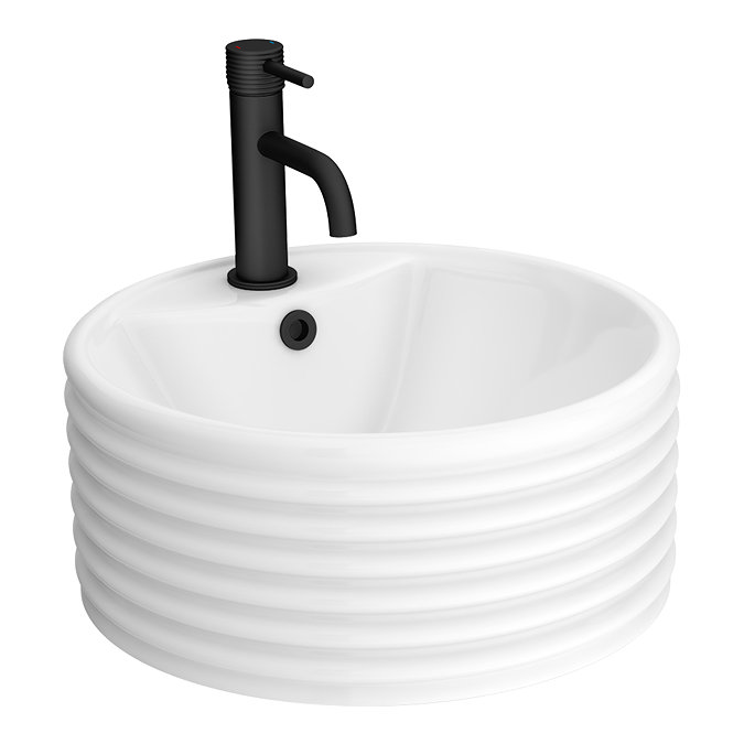 Arezzo Groove Round Countertop Basin - 428mm Diameter, 1 Tap Hole