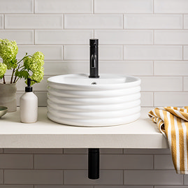 Arezzo Groove Round Countertop Basin - 428mm Diameter, 1 Tap Hole