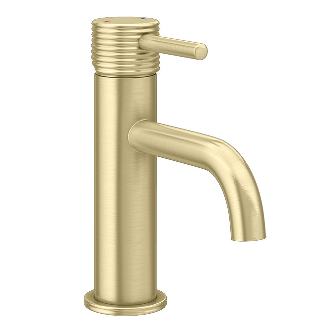 Arezzo Groove Round Mono Basin Mixer Tap Brushed Brass