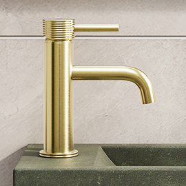 Arezzo Groove Round Mono Basin Mixer Tap Brushed Brass