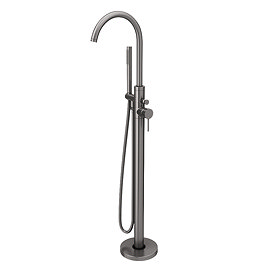 Arezzo Gunmetal Grey Freestanding Bath Tap with Shower Mixer Large Image