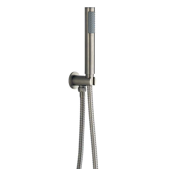 Arezzo Gunmetal Grey Round Thermostatic Shower Pack with Head + Handset  In Bathroom Large Image