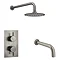 Arezzo Gunmetal Grey Shower Set (Fixed Round Shower Head + Bath Spout) Large Image