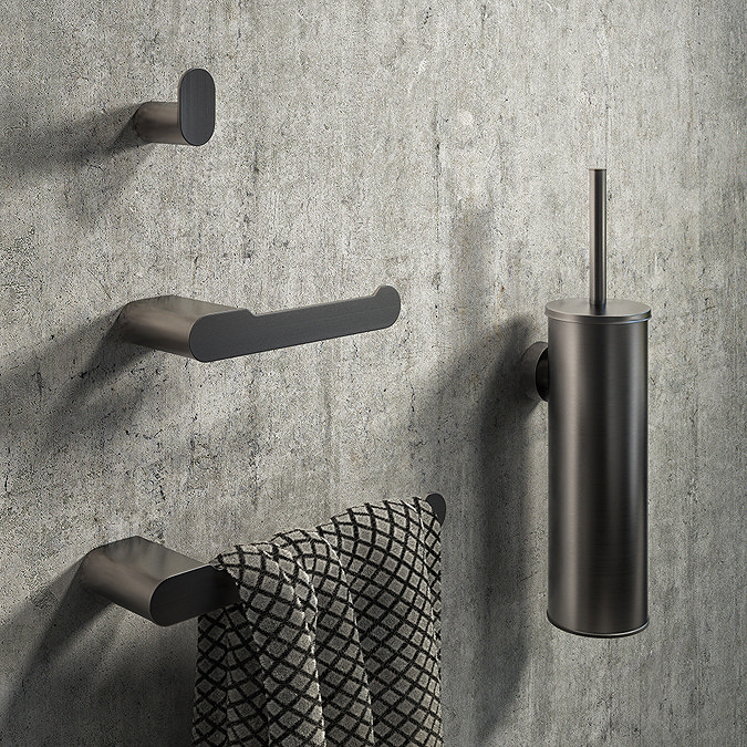 Arezzo Gunmetal Grey Wall Mounted Toilet Brush + Holder