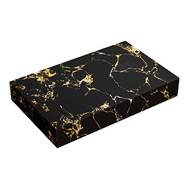 Arezzo Iconic Marble Floating Basin Shelf (Black & Gold - 600 x 400mm)