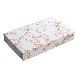 Arezzo Iconic Marble Floating Basin Shelf (White & Gold - 600 x 400mm)