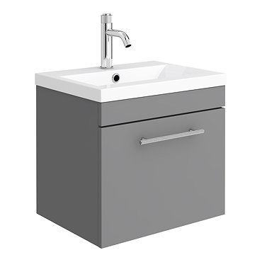 Arezzo Industrial Style 500 Matt Grey Wall Hung Vanity Unit with Chrome Handle  Profile Large Image