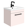Arezzo Industrial Style 500 Matt Pink Wall Hung 1-Drawer Vanity Unit with Matt Black Handle Large Im