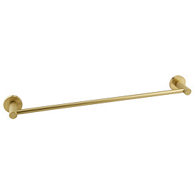 Arezzo Industrial Style Brushed Brass Round Single Towel Rail Large Image