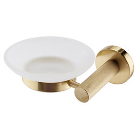 Arezzo Industrial Style Brushed Brass Round Soap Dish & Holder Medium Image