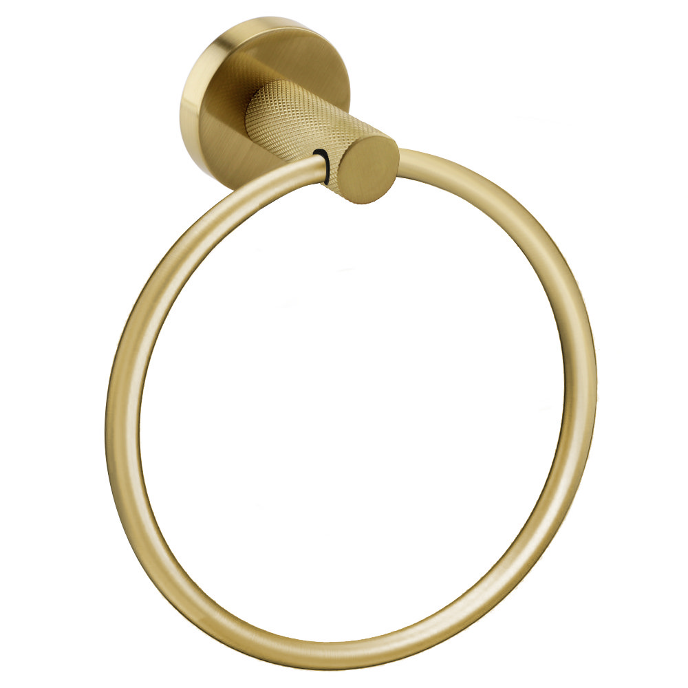 Arezzo Industrial Style Brushed Brass Round Towel Ring  Feature Large Image