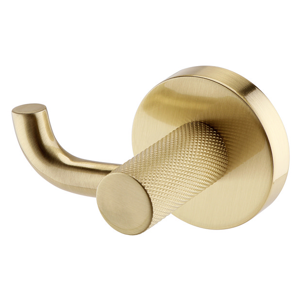 Arezzo Industrial Style Brushed Brass Single Robe Hook | Victorian ...