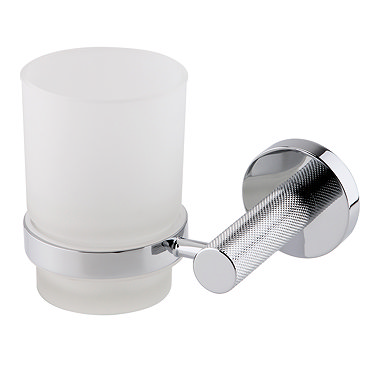 Arezzo Industrial Style Chrome Round Frosted Glass Tumbler & Holder  Profile Large Image