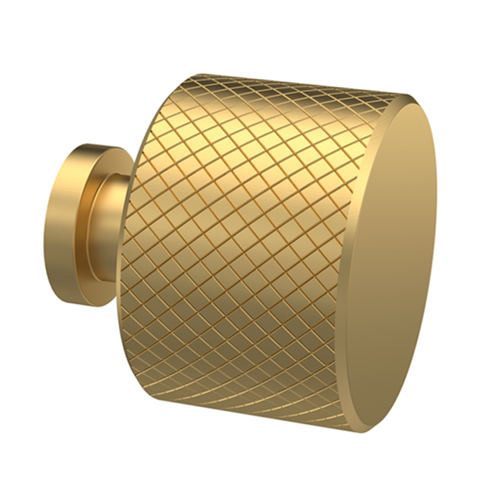 Arezzo Industrial Style Knurled Knob Handle in Brushed Brass