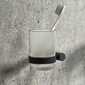 Arezzo Industrial Style Matt Black Round Frosted Glass Tumbler & Holder  Feature Large Image