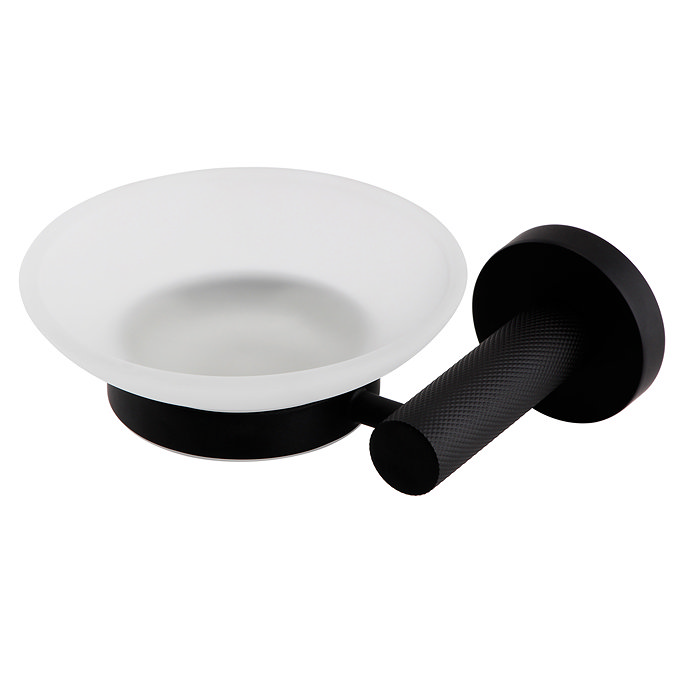 Arezzo Industrial Style Matt Black Round Soap Dish & Holder Large Image
