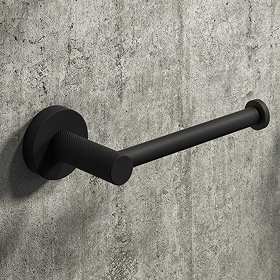 Arezzo Industrial Style Matt Black Toilet Roll Holder Large Image