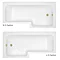 Arezzo L-Shaped Shower Bath 1700mm (inc. Hinged Brushed Brass Screen with Return, Rail + Acrylic Panel)