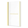 Arezzo L-Shaped Shower Bath 1700mm (inc. Hinged Brushed Brass Screen with Return, Rail + Acrylic Panel)