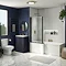 Arezzo LH L-Shaped Shower Bath Suite - 1700mm with Blue Vanity Unit + Square Toilet Large Image