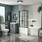 Arezzo LH L-Shaped Shower Bath Suite - 1700mm with Grey Vanity Unit + Square Toilet Large Image