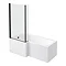 Arezzo L-Shaped Shower Bath Suite - 1700mm with Grey Vanity Unit + Wall Hung Toilet  Feature Large I