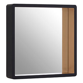 Arezzo Large 540 x 540 Black & Gold Frame Square Wall Mirror Medium Image