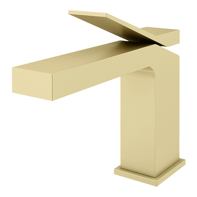 Arezzo Leva Mono Basin Mixer Tap Brushed Brass  Profile Large Image