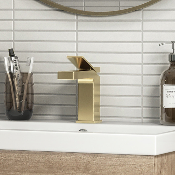 Arezzo Leva Mono Basin Mixer Tap Brushed Brass  Feature Large Image