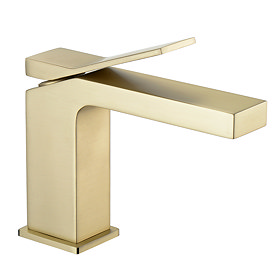 Arezzo Leva Mono Basin Mixer Tap Brushed Brass Large Image