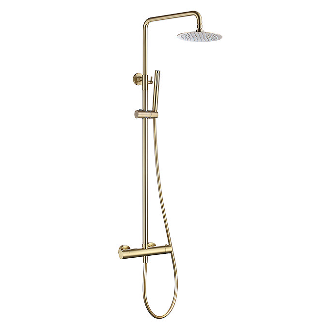 Arezzo Low Pressure Round Thermostatic Shower with Cool Touch - Brushed Brass