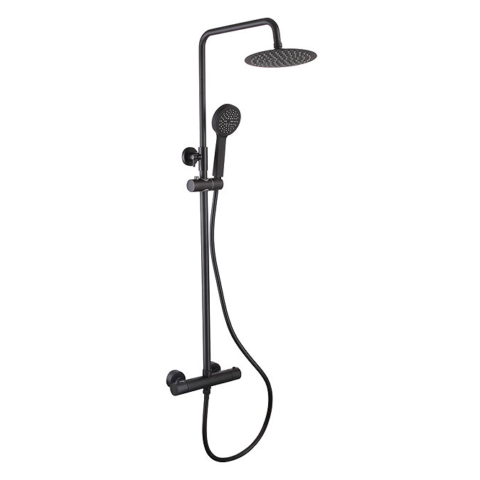 Monza Low Pressure Round Thermostatic Shower with Cool Touch - Matt Black