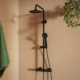 Arezzo Low Pressure Round Thermostatic Shower with Cool Touch - Matt Black